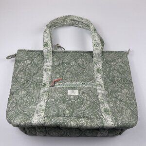 Rachel Ashwell Quilted Tote Bag Outer Inner Zip Pockets Pais Green